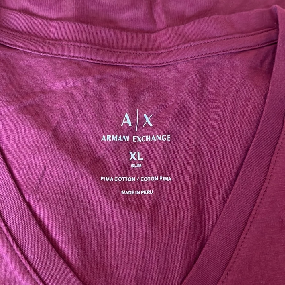 A/X Armani Exchange Deep Red V-Neck Tee - Picture 5 of 6